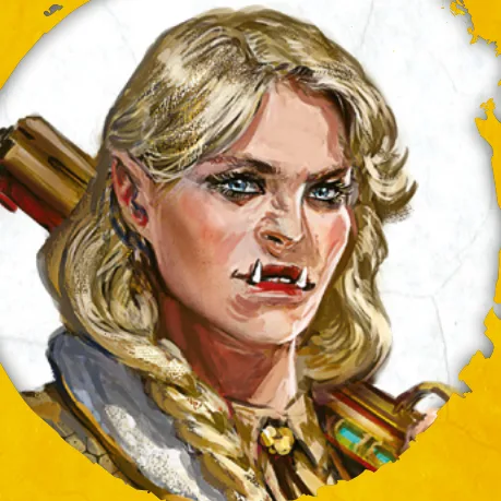 Hunter, an ork street samurai, the pregen art for Wild Jane