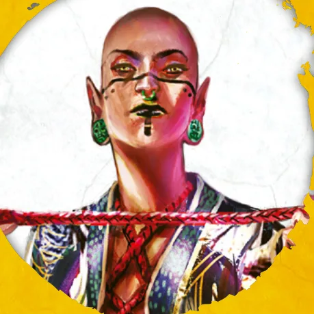 Lux Vale, an elf physical adept, the pregen art for Mictlan