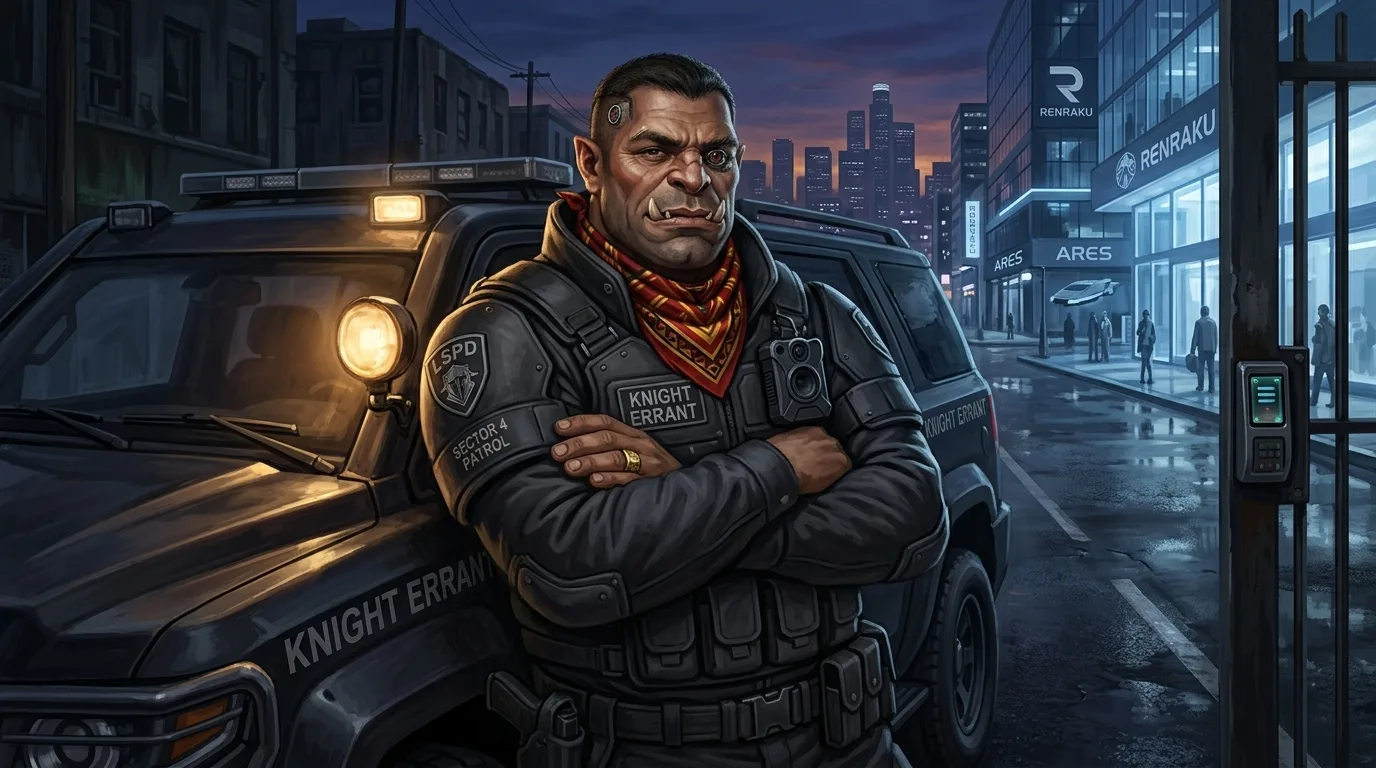 Tony the Crooked Cop, a Knight Errant patrol officer